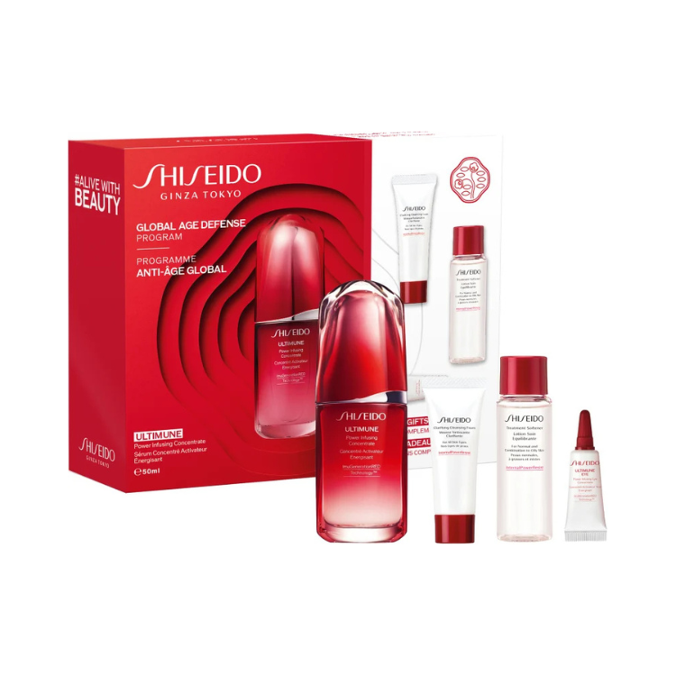 מַעֲרֶכֶת Shiseido סרום ממריץ עם עוצמה אולטימטיבית לפנים 30 מ"ל + תיקון maschera Benefiance WrinkleResist24 Retinol Eye Contour Smoother 2 x 12 חתיכות