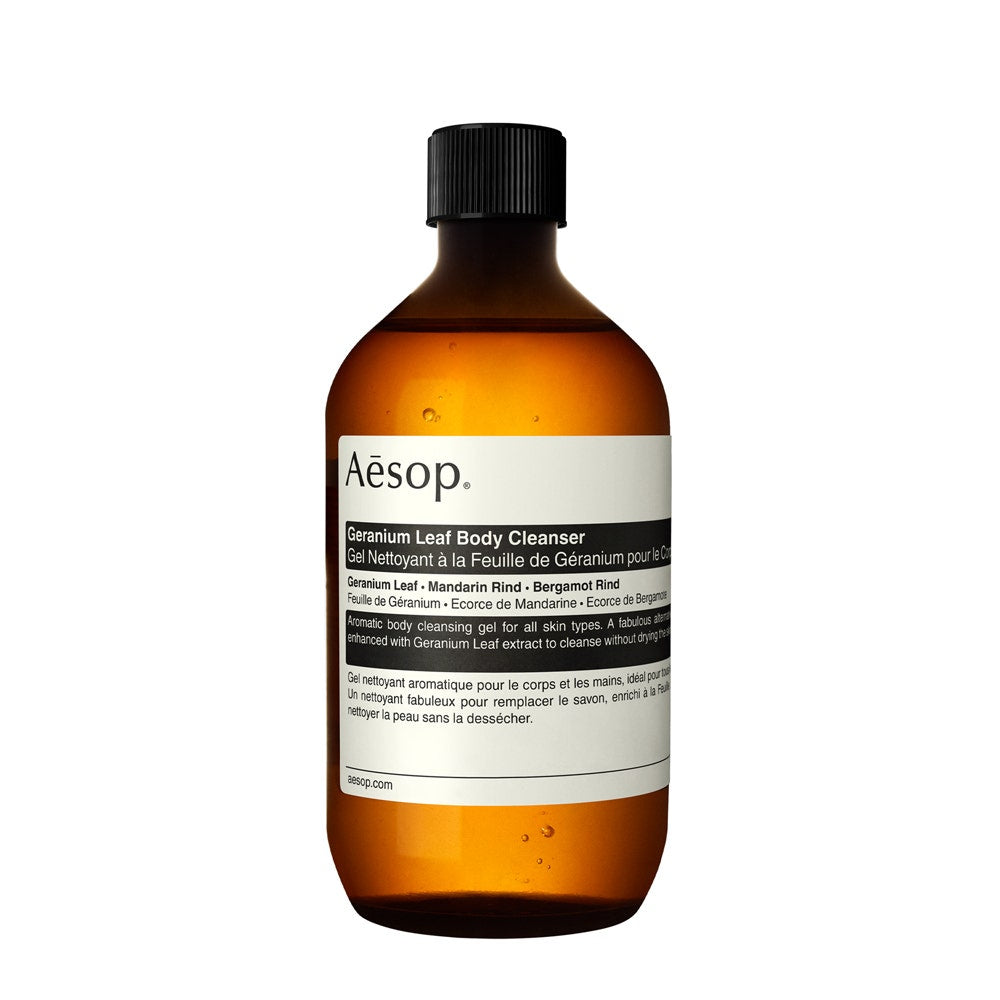 Detergente corpo Aesop alle foglie di geranio con tappo a vite