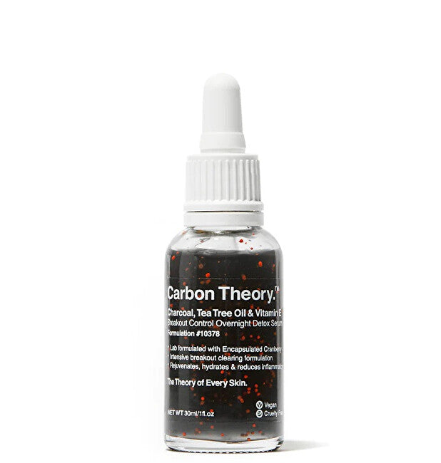 Night detox serum Carbon Theory with charcoal, tea tree oil, and vitamin E for the control of skin breakouts (night detox serum) 30 ml