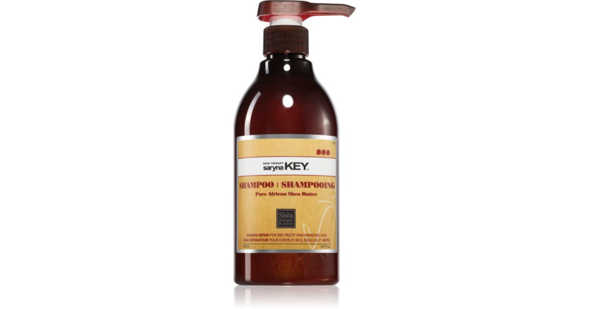 Saryna Key Shampoing réparateur au beurre de karité africain pur pour cheveux secs au beurre de karité 500 ml
