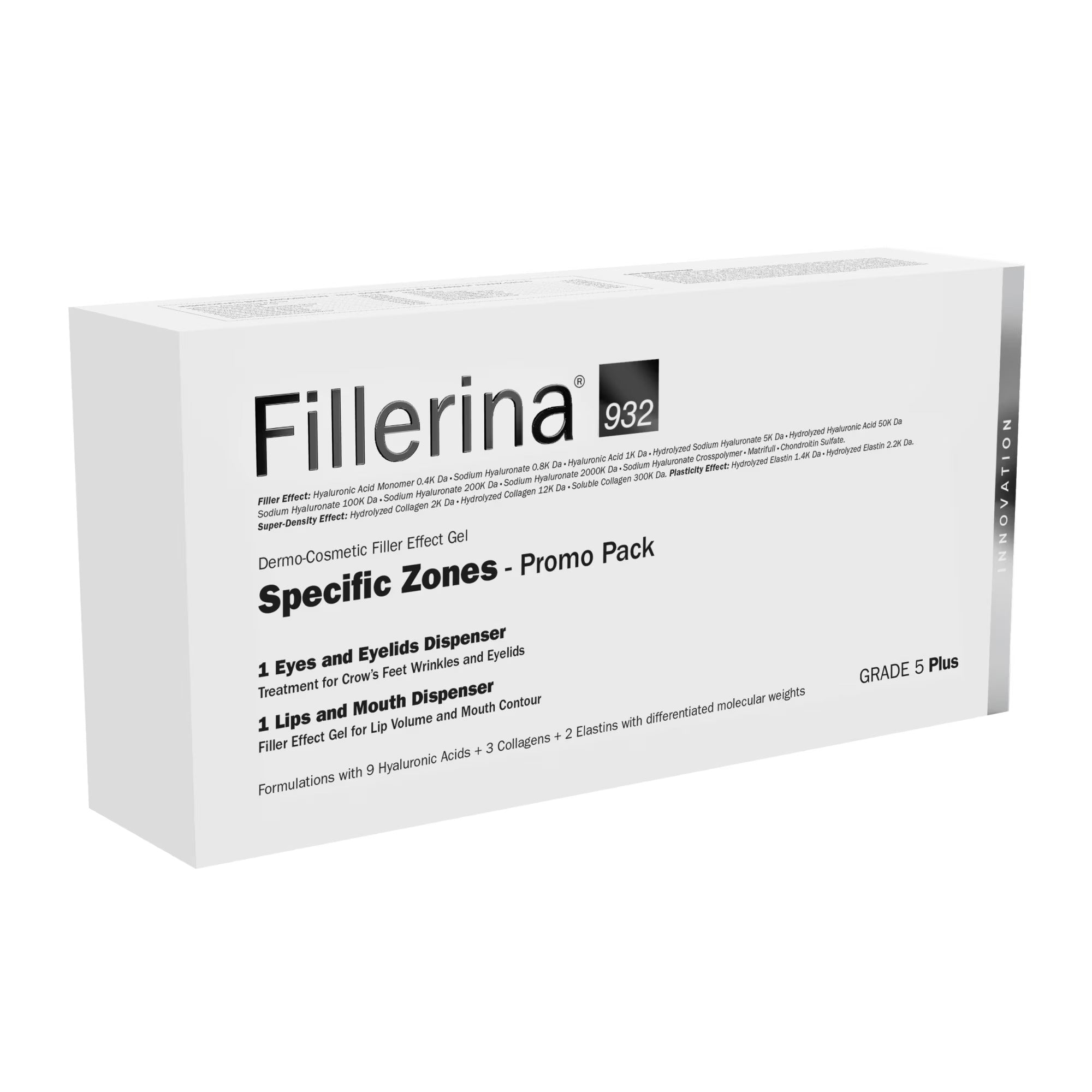 Set Labo: Fillerina 932 Specific Zones Grade 5 Plus, Antirughe, Giorno e Notte, Crema Trattamento Locale, Per Occhi e Palpebre, 15 ml + Fillerina 932 Specific Zones Grade 5 Plus, Acido Ialuronico, Volumizzante, Crema Trattamento Locale, Per Labbra, 7 ml