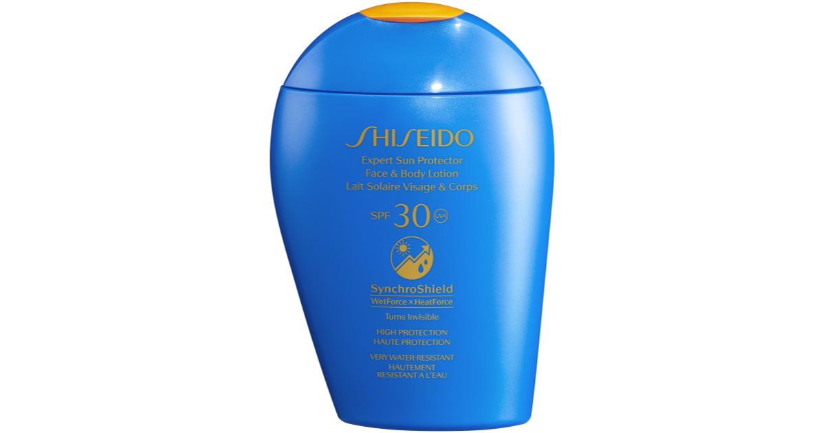 Shiseido Sun Care Expert Leite bronzeador protetor solar para rosto e corpo FPS 30 150 ml