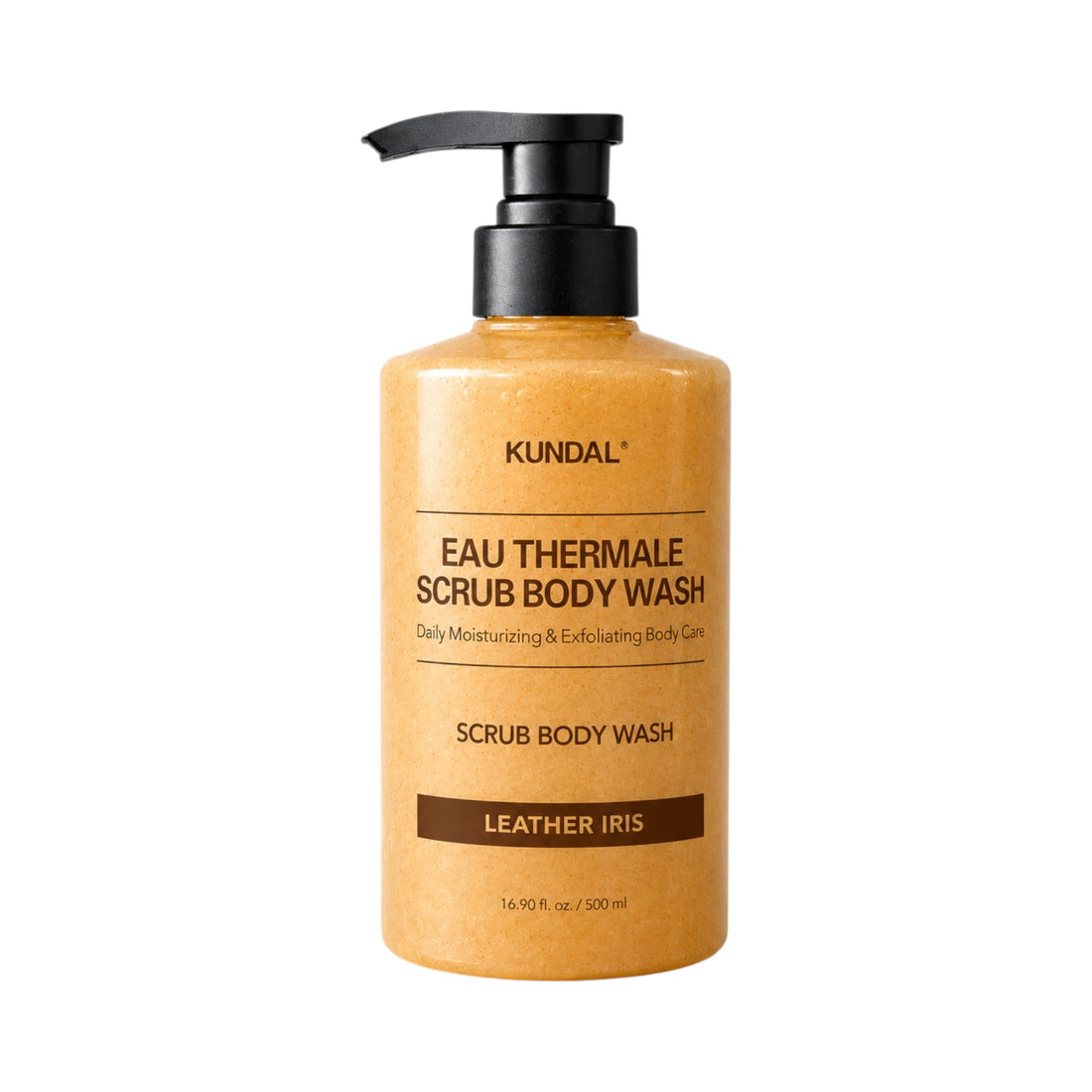 Kundal Eau Thermale Scrub Corpo Leather Iris 500 ml — Peelingový sprchový gel