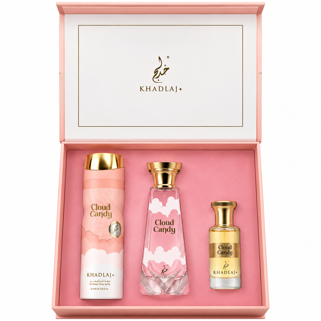Set Khadlaj: Cloud Candy, Extraità De Parfum, unisex, 100 ml + Cloud Candy, deodorante spray, per donna, 200 ml + Cloud 