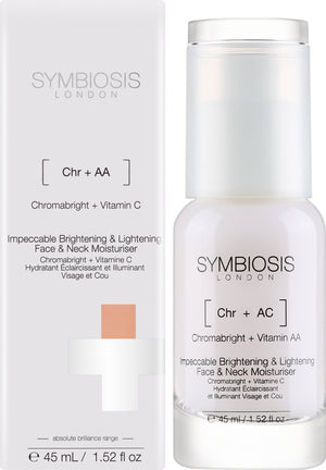 Symbiosis London Impeccable Brightening & Lightening Face & Neck Moisturiser — aufhellende Lotion für Gesicht und Hals 45 ml 