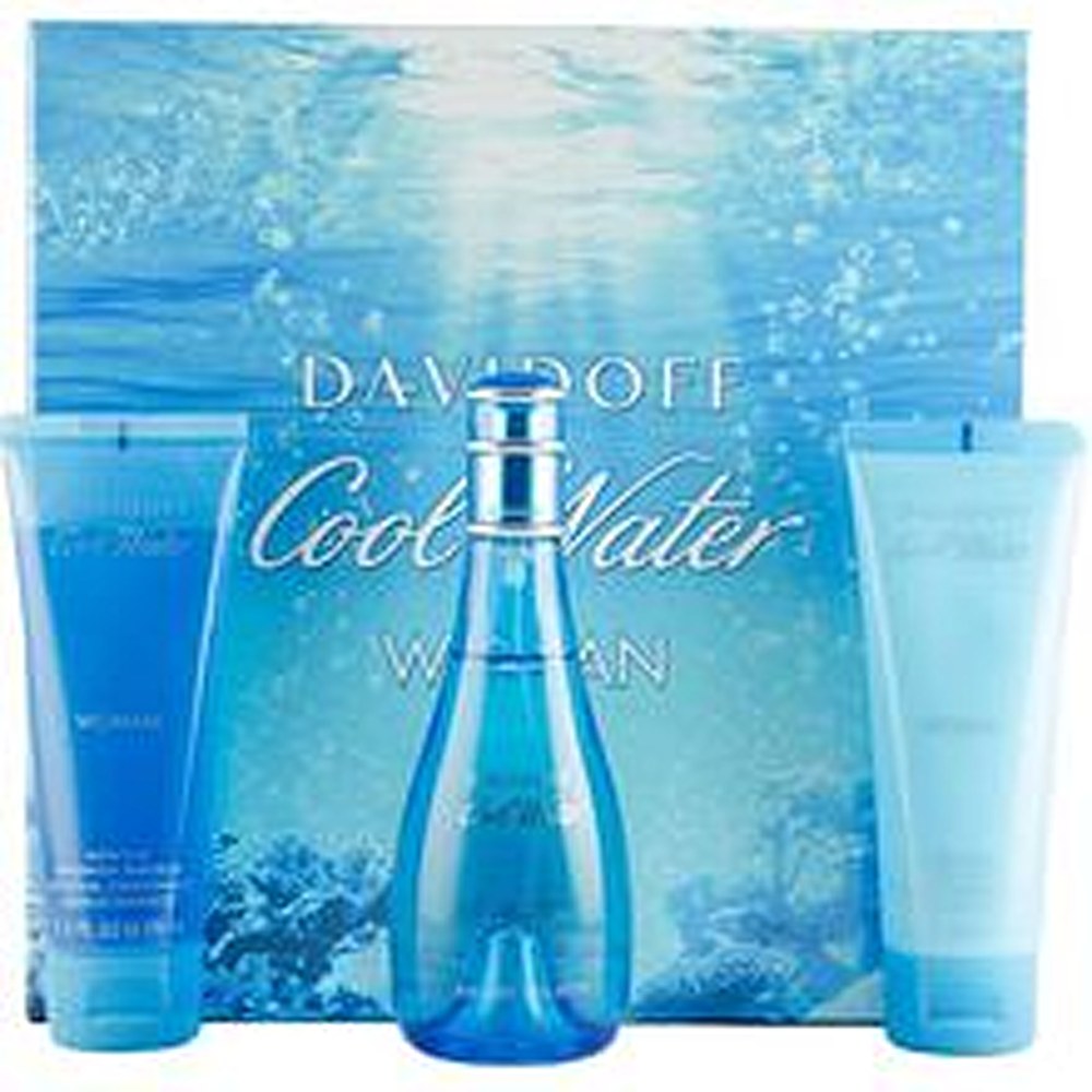 Davidoff Cool Water Woman Great caja regalo eau de toilette 100 ml loción corporal 75 ml Cool Water y Cool Water gel de ducha 75 ml - 100 ml 