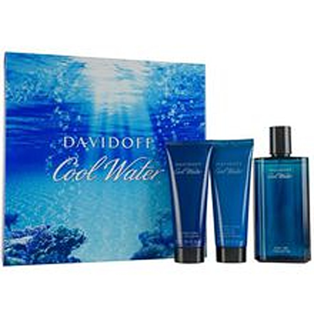 Davidoff 쿨 워터 맨 유나이티드 박스 선물 세트 오 드 뚜왈렛 125ml 애프터쉐이브 밤 75ml 쿨 워터 및 쿨 워터 샤워 젤 75ml - 125ml 