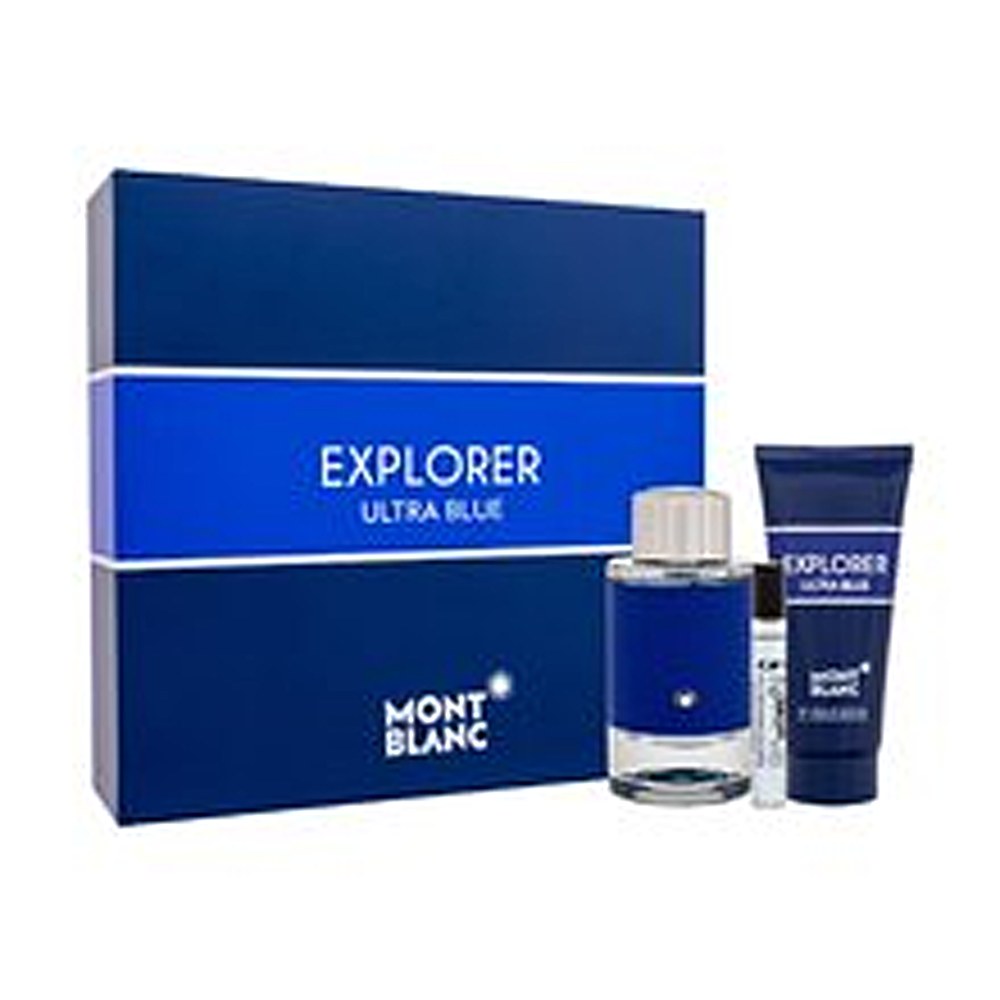 Mont blanc エクスプローラー ウルトラブルー ギフトセット オードパルファム 100ml、ミニチュア オードパルファム 7.5ml、シャワージェル 100ml 