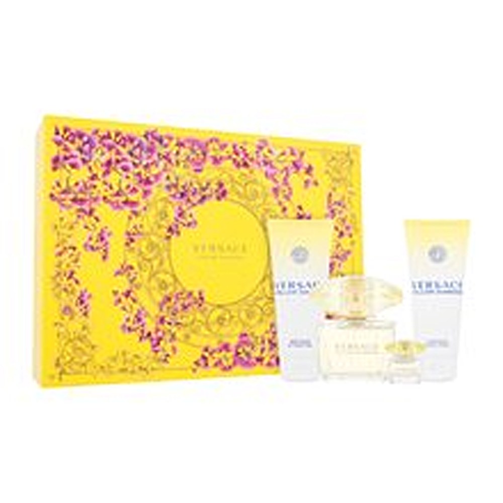 Versace 옐로우 다이아몬드 오 드 뚜왈렛 90ml, 바디 로션 100ml, 샤워 젤 100ml, 오 드 뚜왈렛 미니어처 5ml - 90ml 선물 세트 