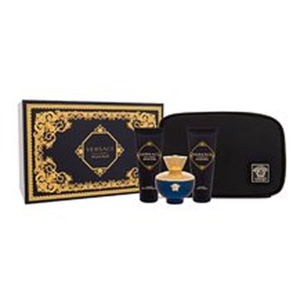Versace Dylan Blue pour Femme Set cadou eau de parfum 100 ml, loțiune de corp 100 ml, gel de duș 100 ml și trusă - 100 ml 