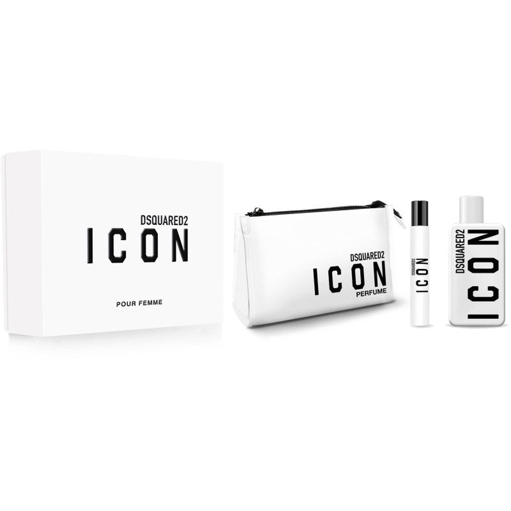 Dsquared2 Icon Pour Femme Gift Set EDP 100, miniatyr EDP 10 ml och kosmetikväska 100 ml 