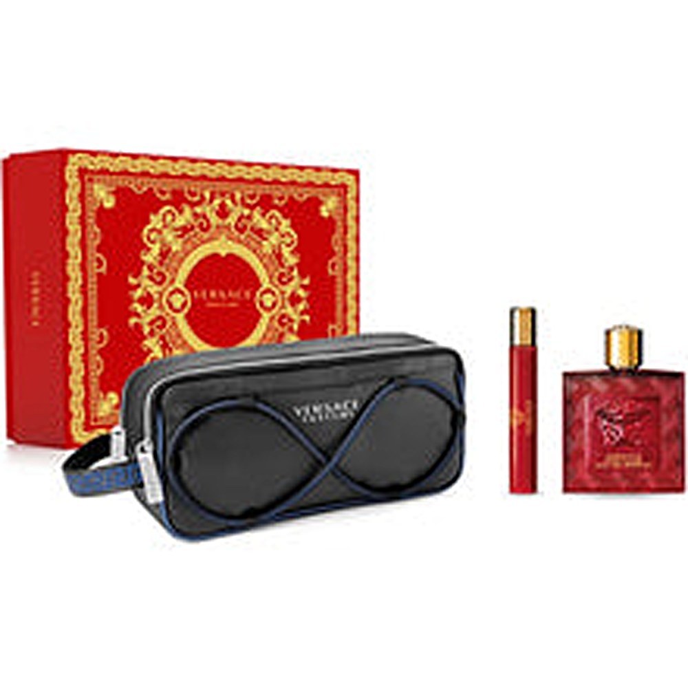 Set Versace Eros Flame EDP 100 ml + miniatură EDP 10 ml + poșetă cosmetică 100 ml 