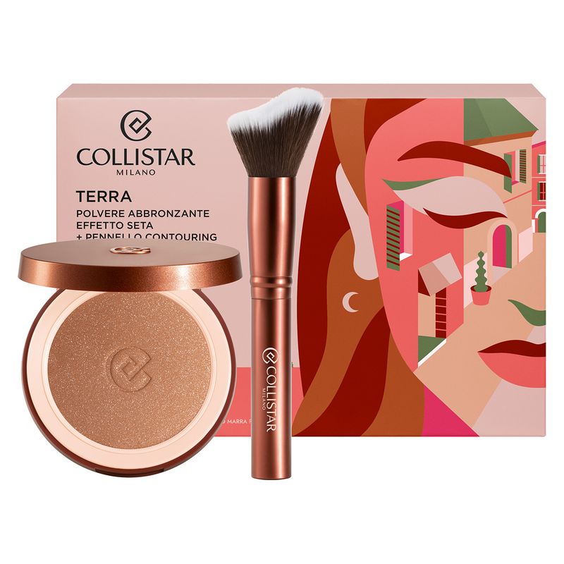 Collistar Puder brązujący + zestaw 9 pędzli CONTOURING - Cristali Di Sole