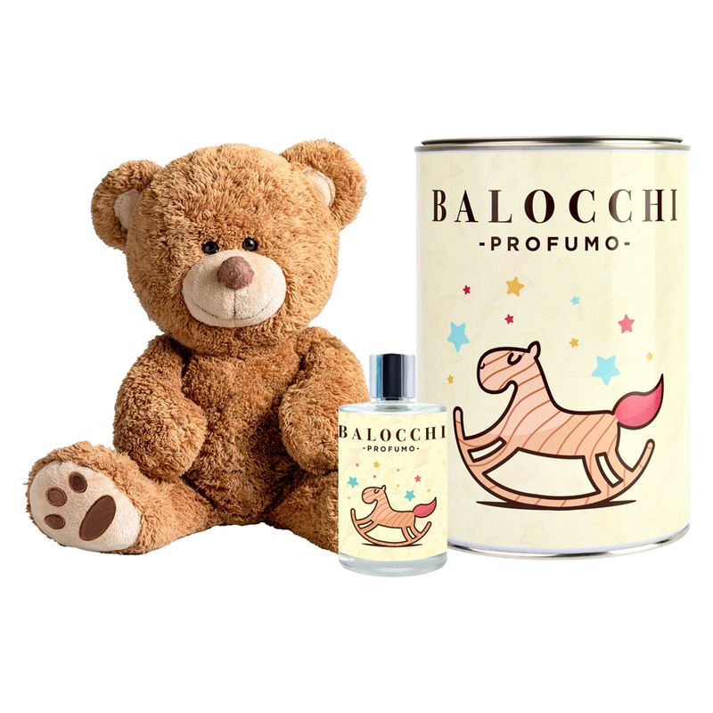 Balocchi علبة عطر للأطفال للجنسين + دب رينو