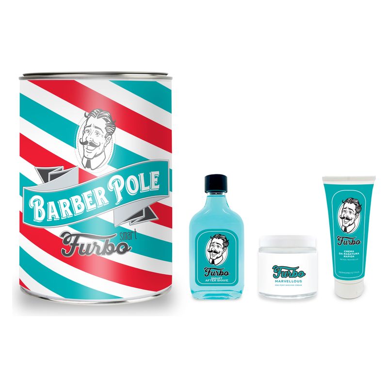 Furbo Cofanetto Barber Pole Smart: Crema da Barba, Lozione Dopobarba & Marvellous Crema (100ml)