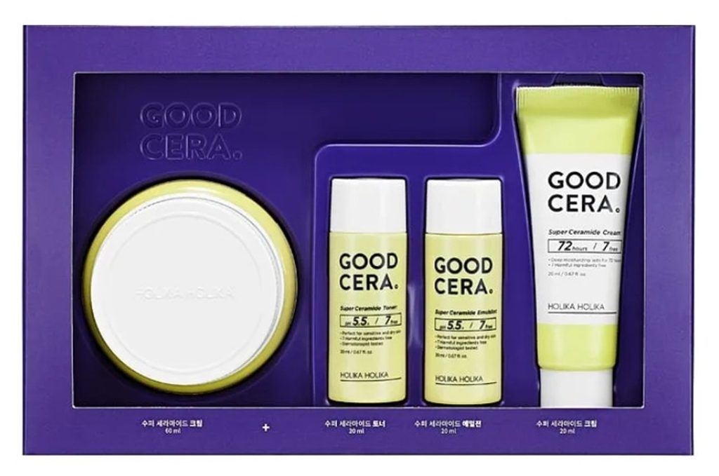 Set Holika Good Cera Cream Sensitive set regalo (cr/60ml + toner/20ml + em/20ml + cr/20ml)