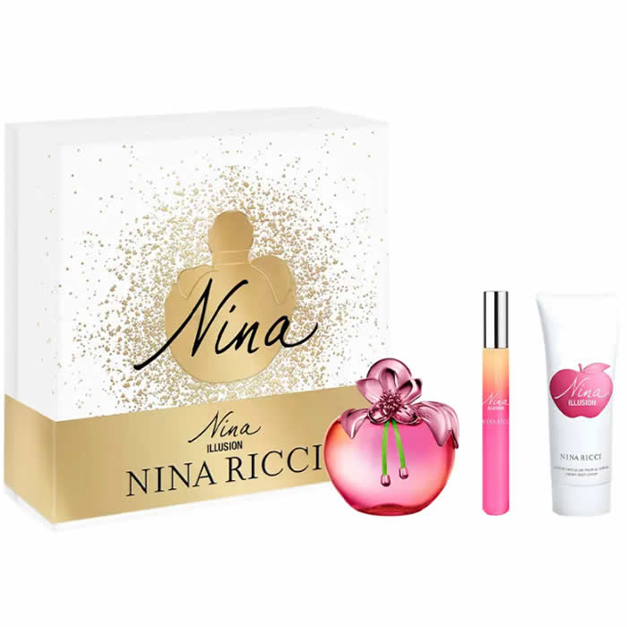 Nina Ricci Nina Illusion Eau De Parfum ספריי 80 מ&quot;ל סט 3 חתיכות