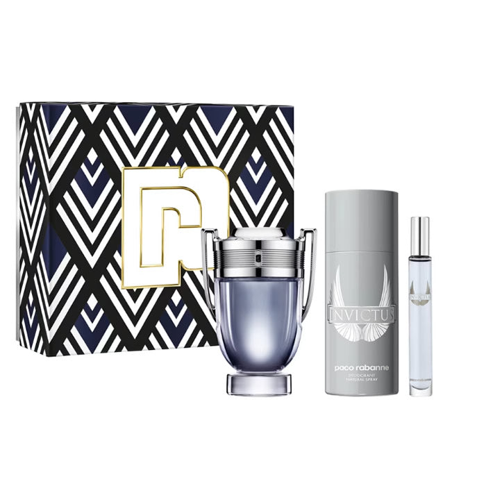 Paco Rabanne Invictus Eau de Toilette Spray 100ml Set 3 delar