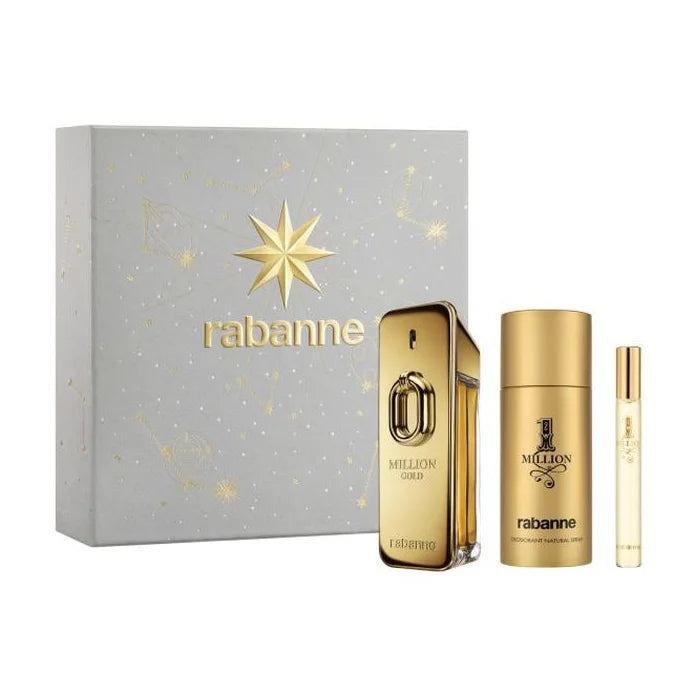 Rabanne Million Gold Eau de Parfum Intense Spray 100ml Set de 3 Pièces 