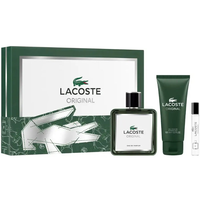 Lacoste Original Eau De Parfum Spray 100 ml, juego de 3 piezas