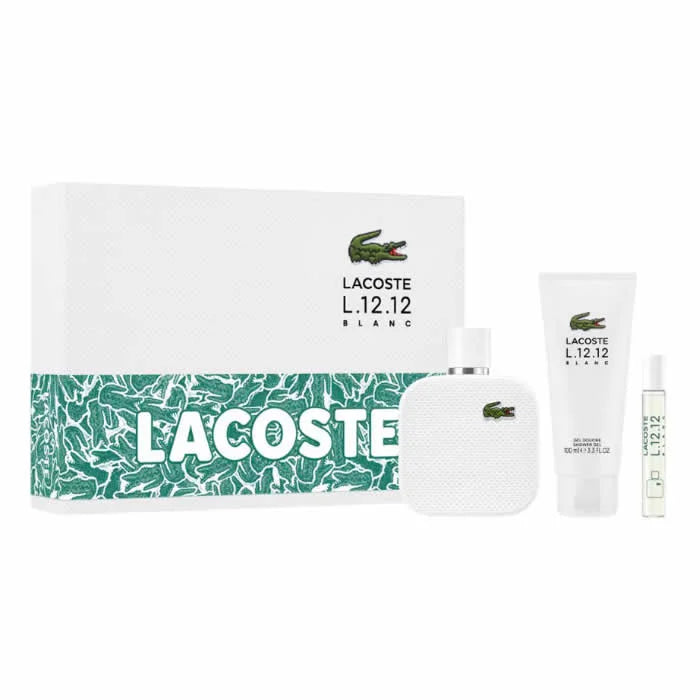 Lacoste L 12 12 White Eau de Toilette Spray 100ml Set di 3 pezzi