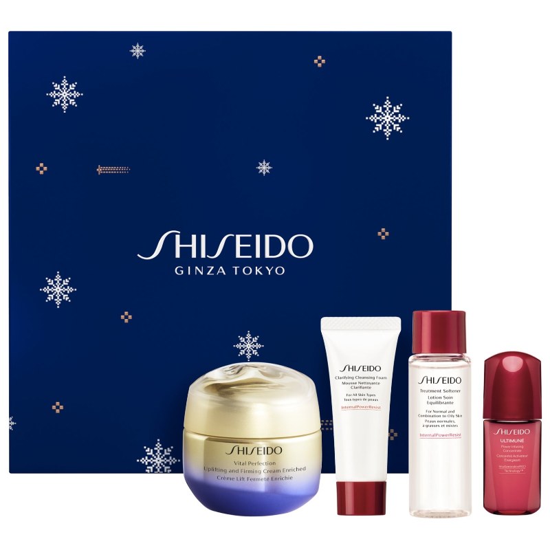 Set Shiseido Vital Perfection Enriched Holiday Kit (f/cr/50ml + clean/foam/15ml + f/lot/30ml + f/conc/10ml)
