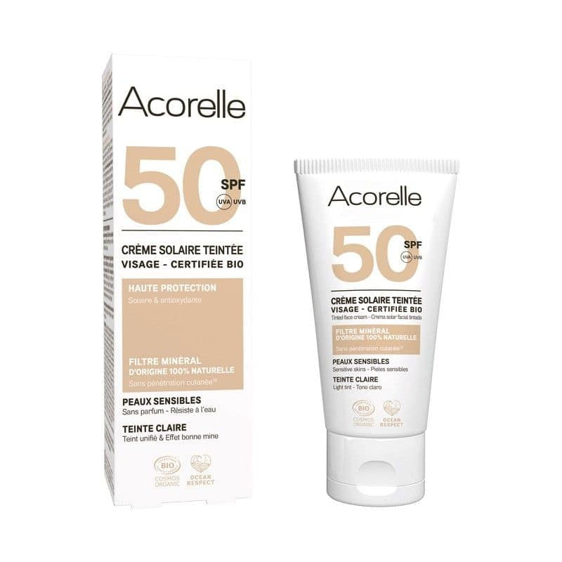 Acorelle Barevný opalovací krém na obličej Nature Solare SPF 50 Chiaro — Opalovací krém na obličej