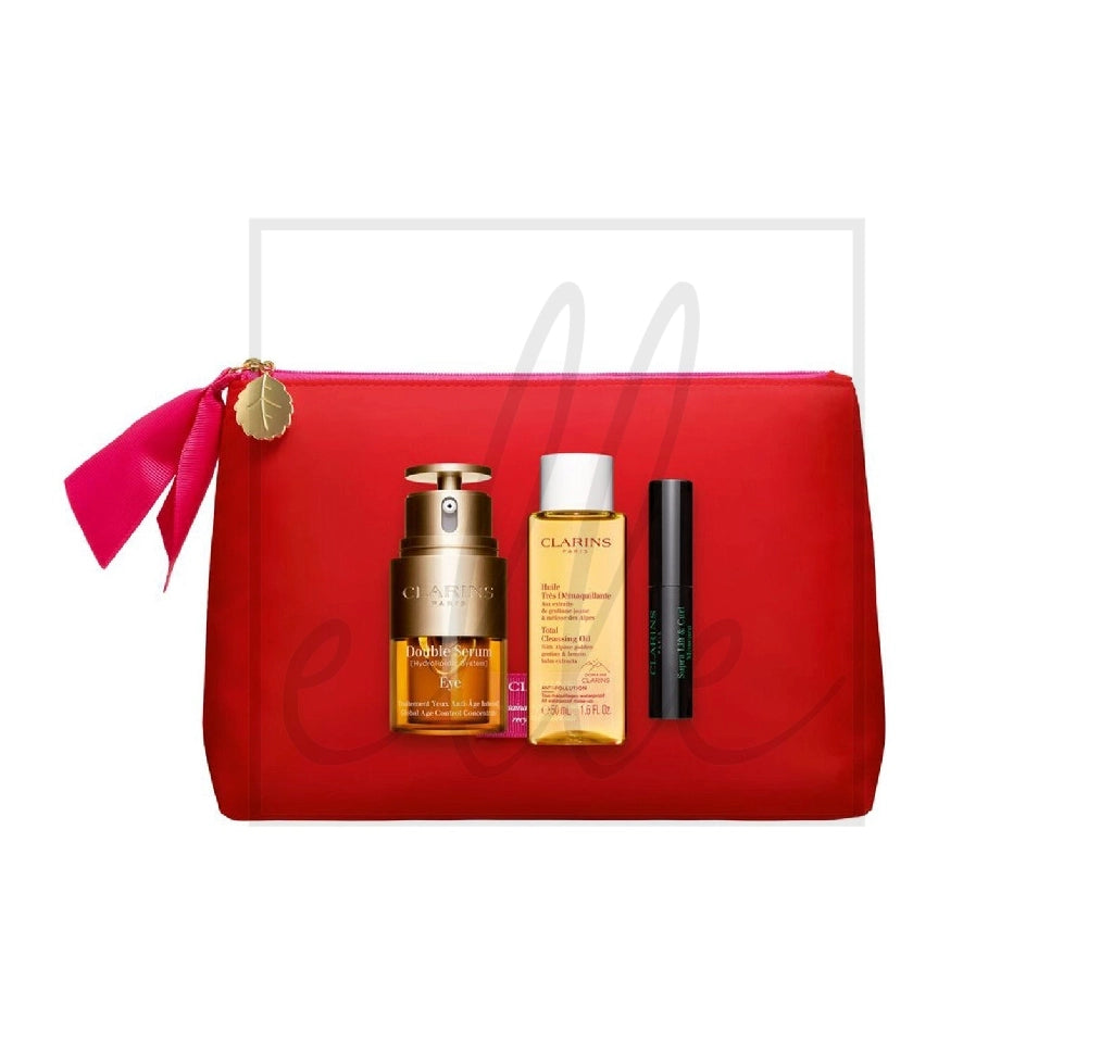 Clarins VP DS Eye World HLY 2022 (mascara/mini/3ml + eye/ser/20ml + oil/50ml + bag/1pc) Set