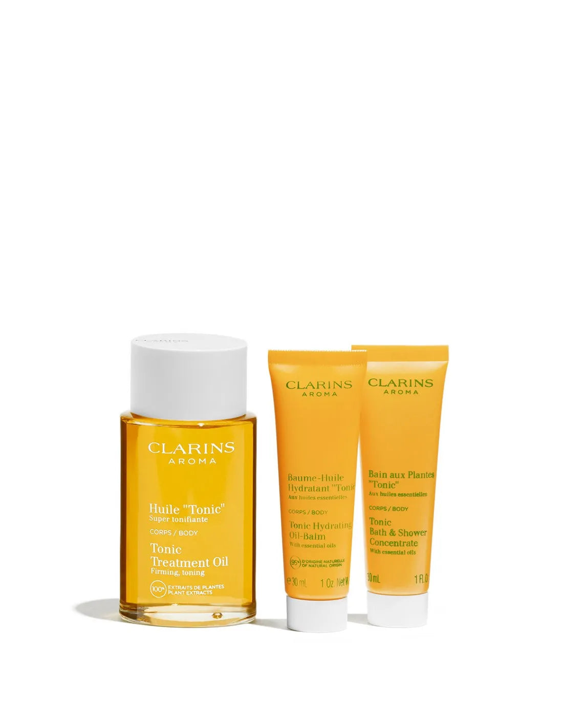 Set Clarins Aroma Tonic Oil 100ml Gel 30ml balm 30ml 