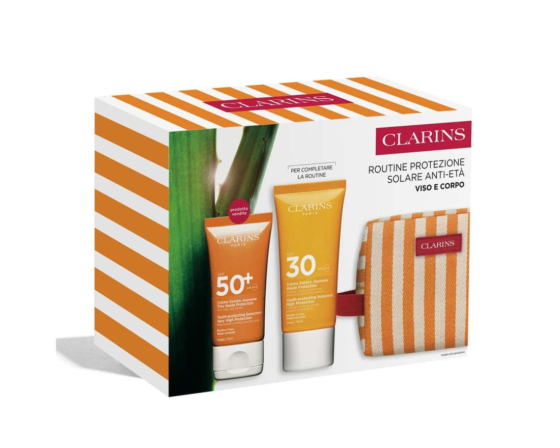 Clarins COFANETTO ROUTINE PROTEZIONE SOLARE ANTI-ETà CORPO E VISO