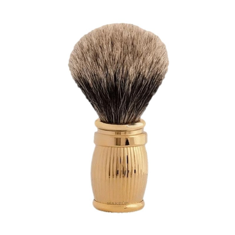 Pennello da barba Plisson Godroon Gold Finish &amp; European Grey Shaving Brush