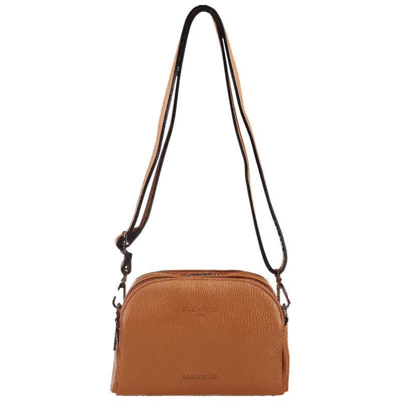 State of Mind Leather Pouch With Handle — beauty case in pelle beige con manico