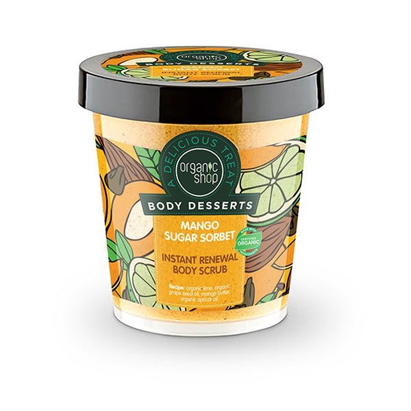 Scrub antiossidante per il corpo Organic Shop Body Desserts Mango Sugar Sorbet 450 ml