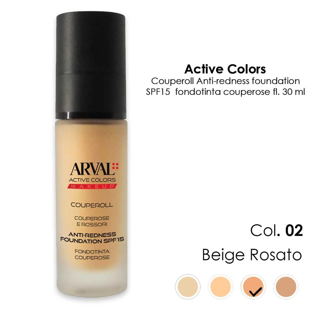 Arval Couperoll Fondotinta Anti-Rossore SPF 15 Tonalità 02 30 ml — Fondotinta