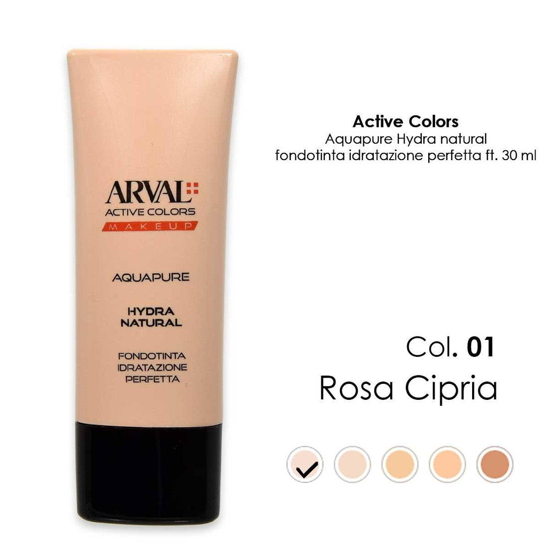 Arval Active Colors Aquapure Hydra Natural — fondotinta idratante 01 Rosa Cipria 30 ml