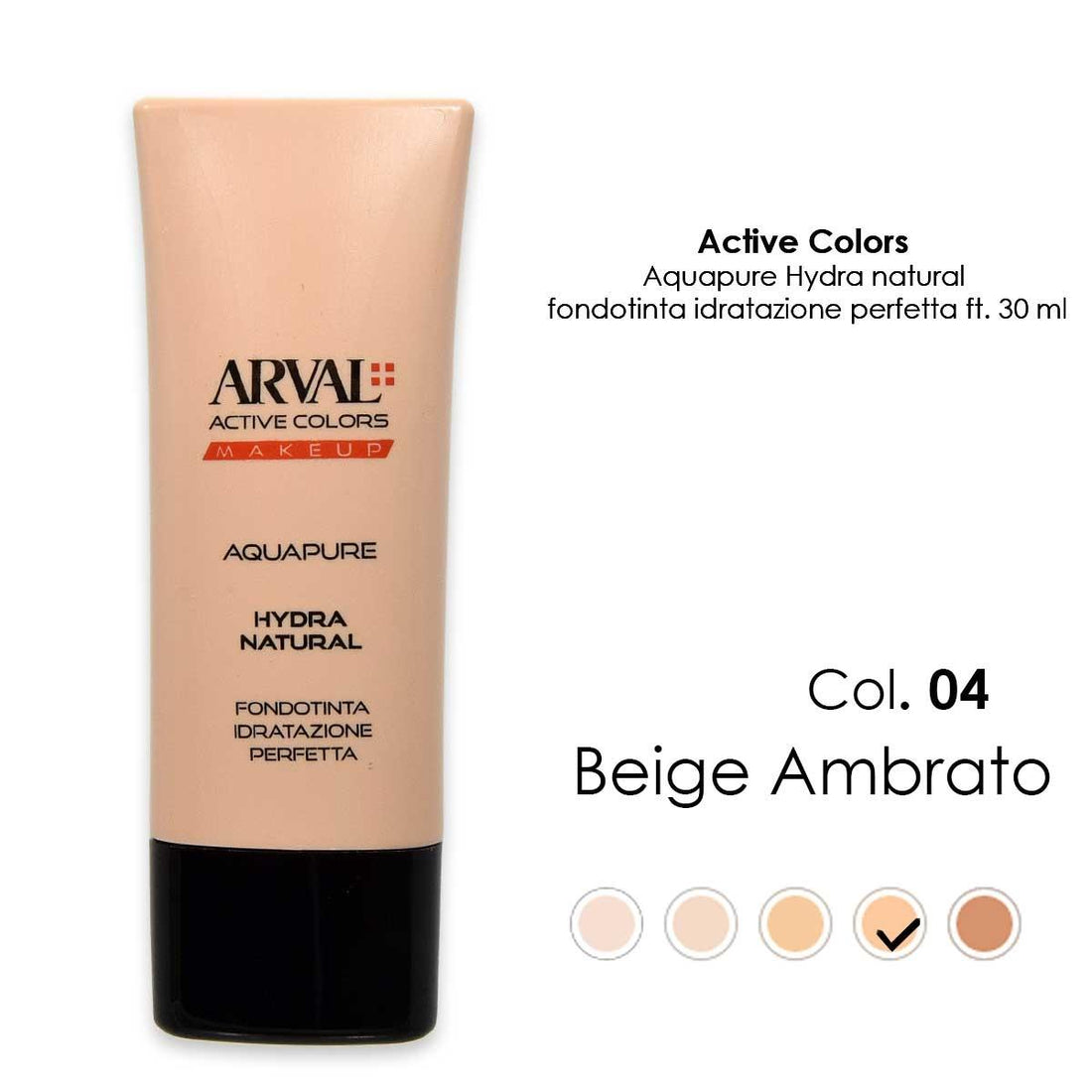 Arval Active Colors Aquapure Hydra Natural — fondotinta idratante 04 Beige Ambrato 30 ml