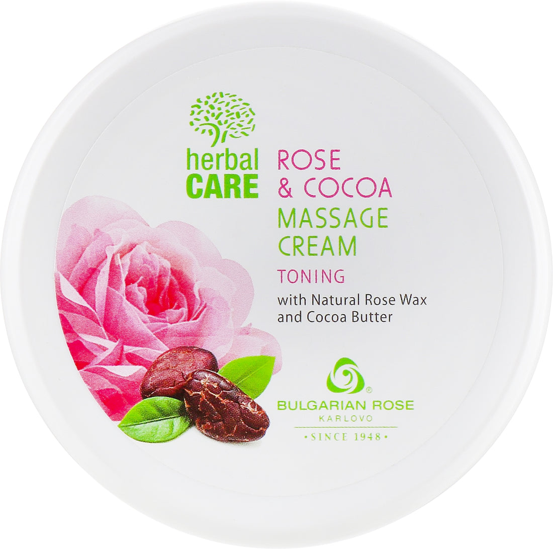 Crema da massaggio ad effetto tonico Bulgarian Rose Herbal Care Rose &amp; Cocoa Massage Cream 1000 ml