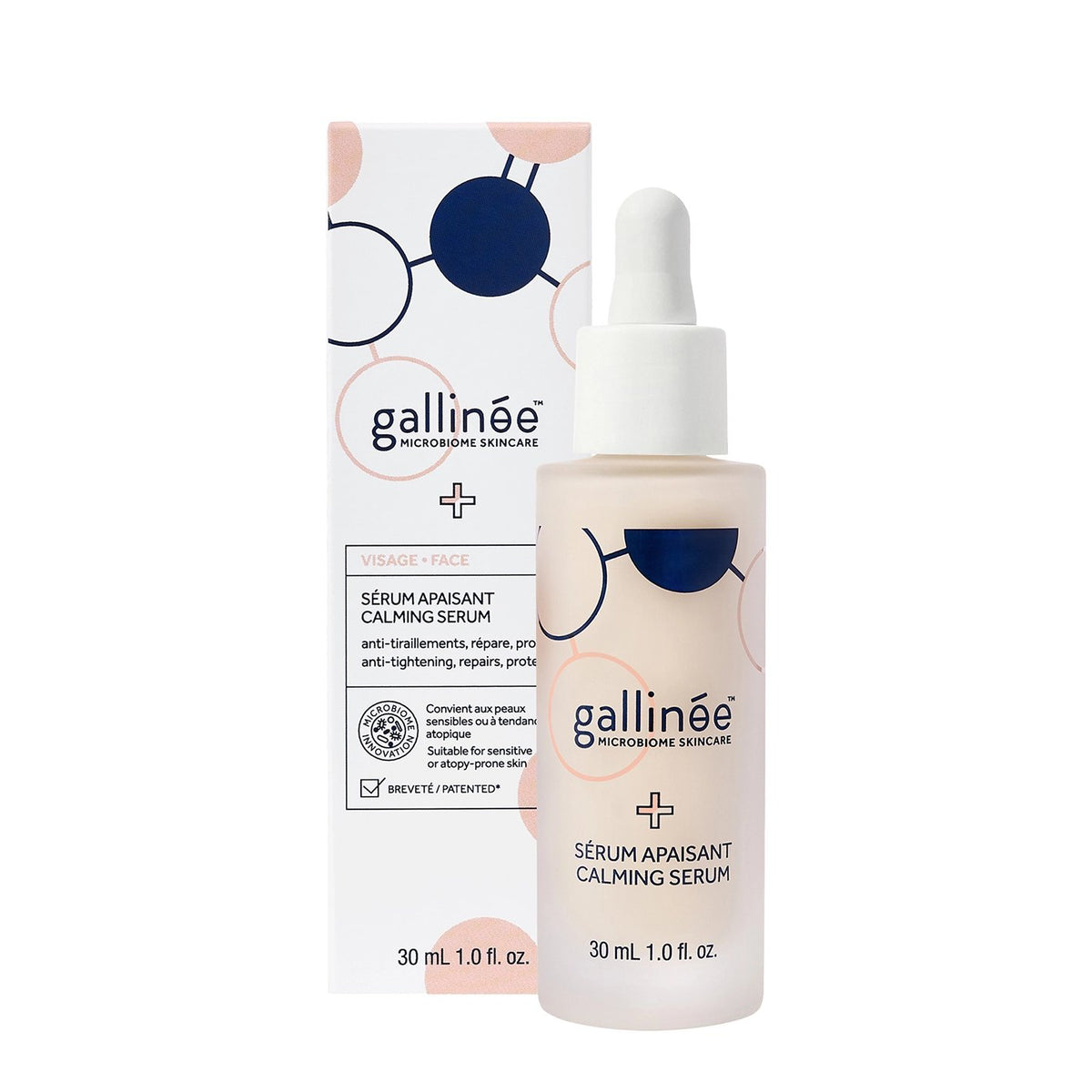 Gallinee Microbiome Skincare, Prebiotici, Probiotici e Postbiotici, Calmante, Quotidiano, Siero, Per il viso, 30 ml