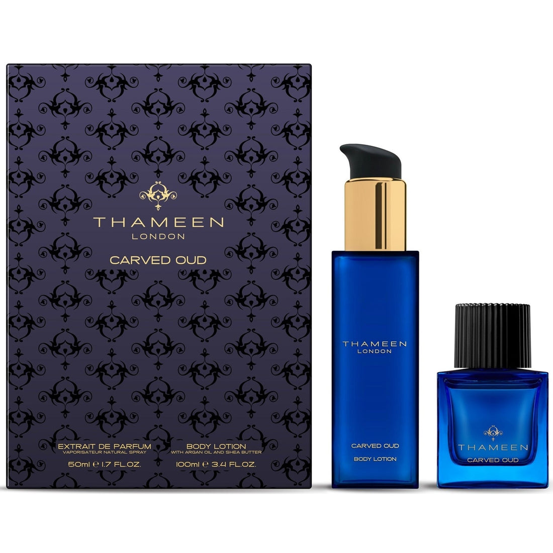 Thameen Carved Oud Eau de parfum 50 ml + Γαλάκτωμα σώματος 100 ml — Σετ άρωμα και γαλάκτωμα σώματος