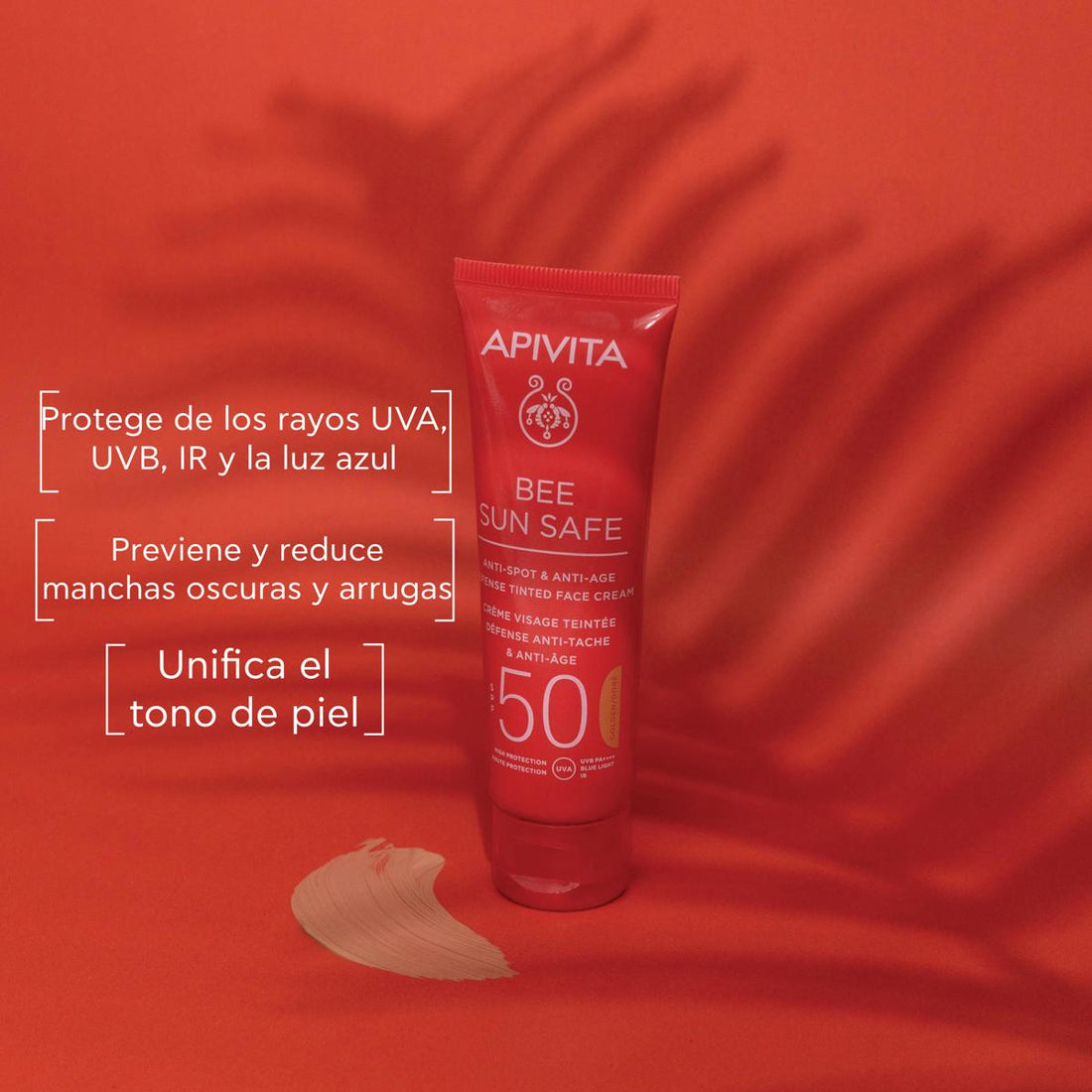 Apivita Bee Sun Safe Anti-Spot and Anti-Age Tinted crema viso SPF50 crema protettiva colorata viso SPF 50 colore Golden 