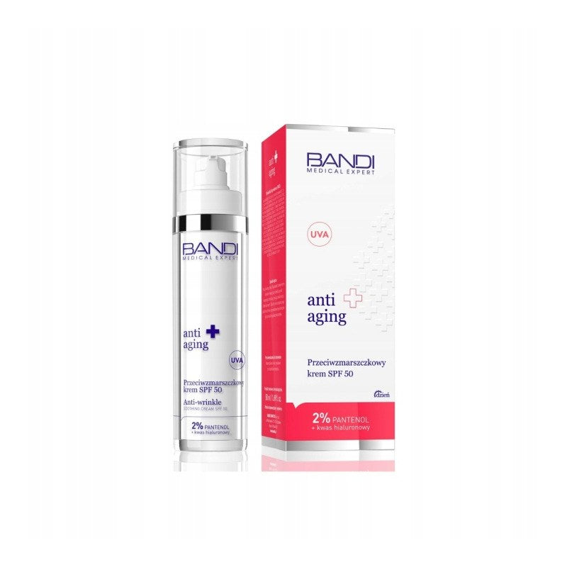 Bandi Medical Expert Anti-Aging Anti-Wrinkle Soothing Cream SPF 50 — crema lenitiva antirughe 2% pantenolo + acido ialuronico 50 ml
