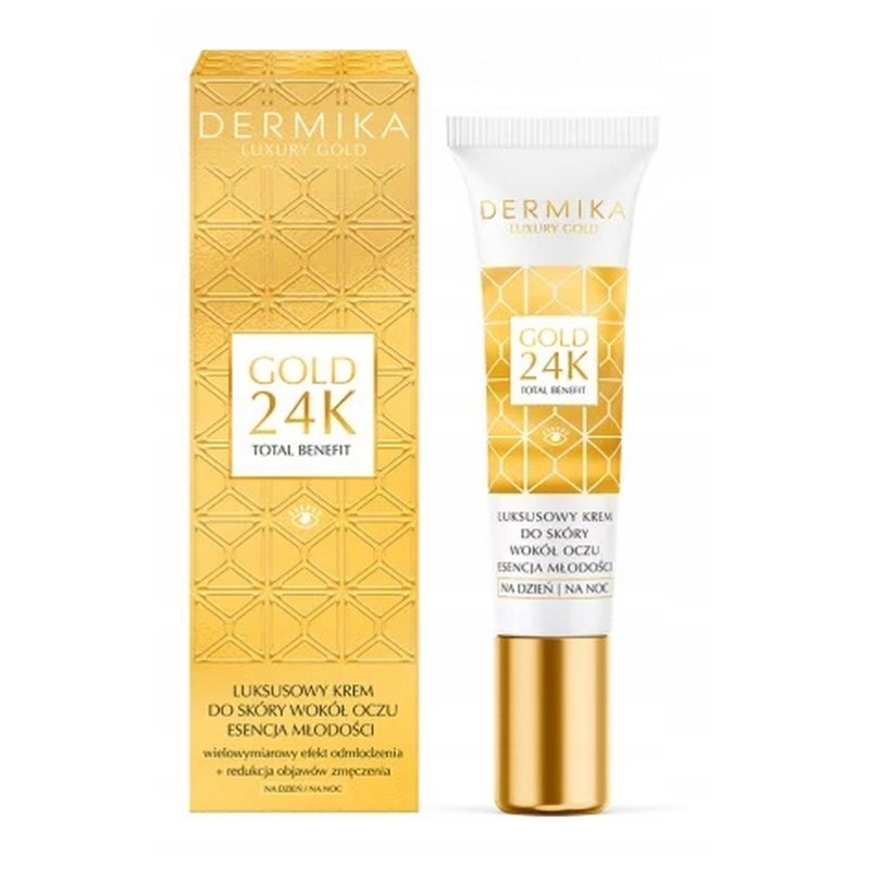 קרם עיניים נגד קמטים Dermika Luxury Gold 24K Total Benefit לאזור העיניים 15 ml 