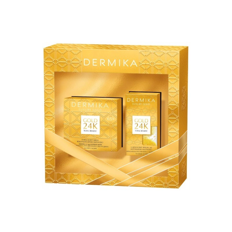 סט Dermika Luxury Gold 24k Total Benefità (f/cr/50ml + f/ser/60g) 