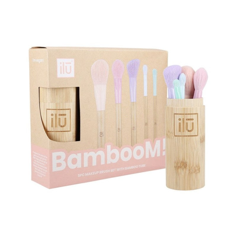 Set pennelli trucco, 5 pz Ilu Brush + Bamboo Tube Set
