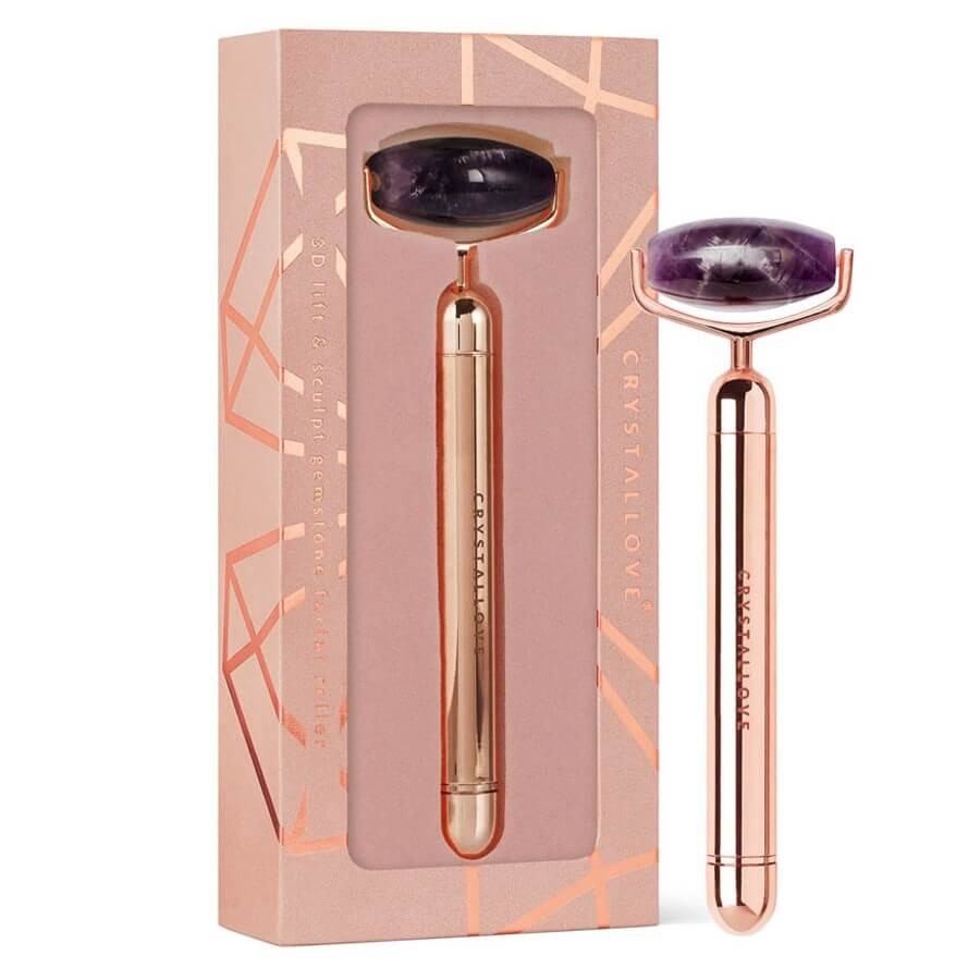 Crystallove Roller de massage visage en améthyste — Roller visage
