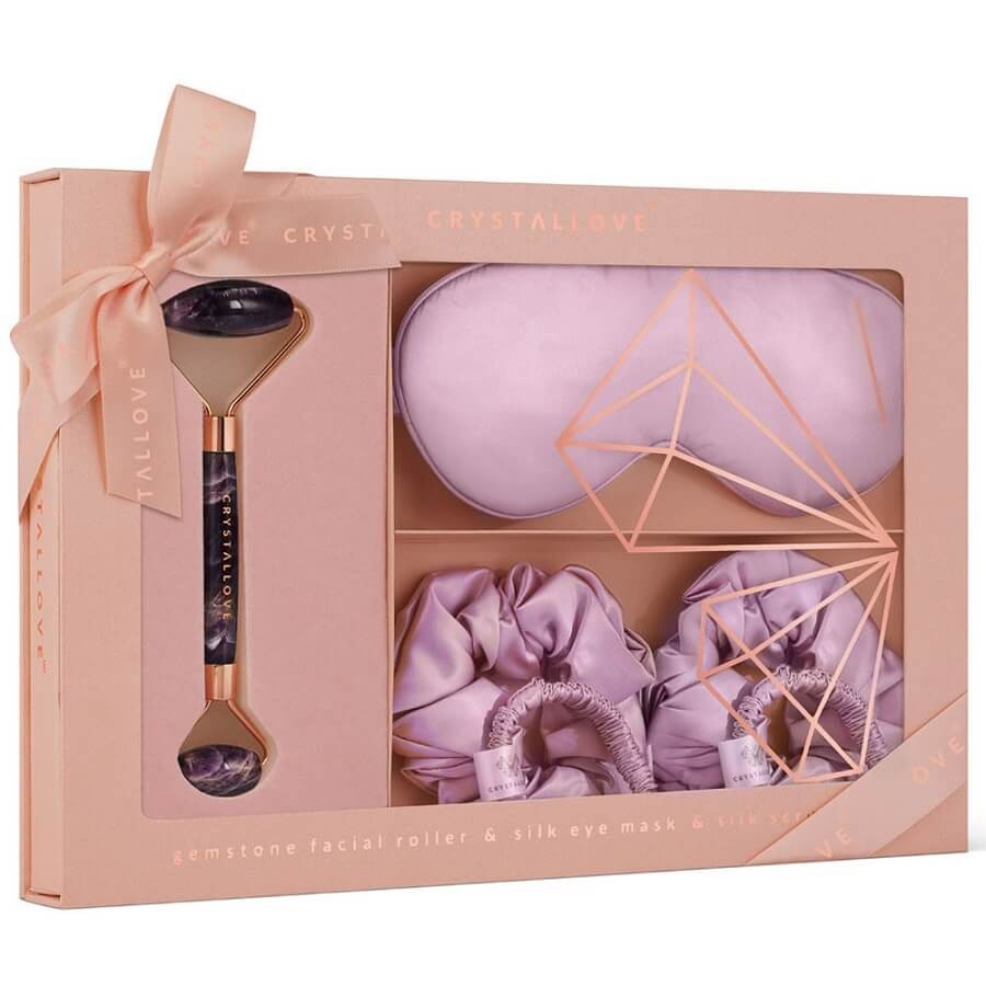 Crystallove Amethyst Home Spa Set (roller + masque yeux + élastiques cheveux/4 pièces) — Set