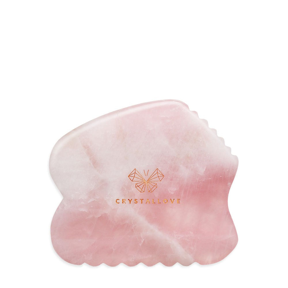 Crystallove Rose Quartz Contour Gua Sha 1 pz — Attrezzo Massaggio