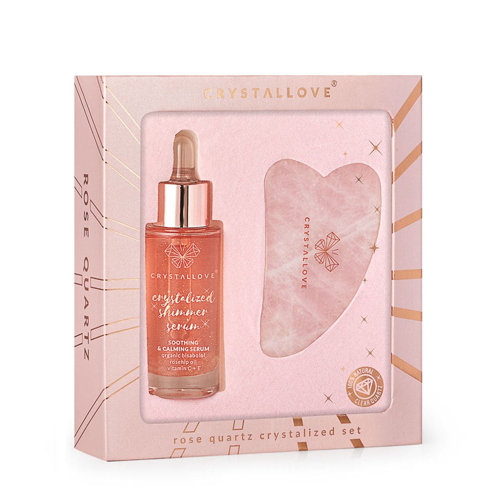 Crystallove Rose Quartz Crystalized Set (siero 30 ml + gua sha 1 pezzo) — Set