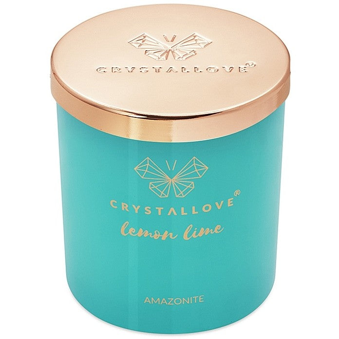 Crystallove Candela di soia Amazzonite limone e lime 400 g — Candela profumata