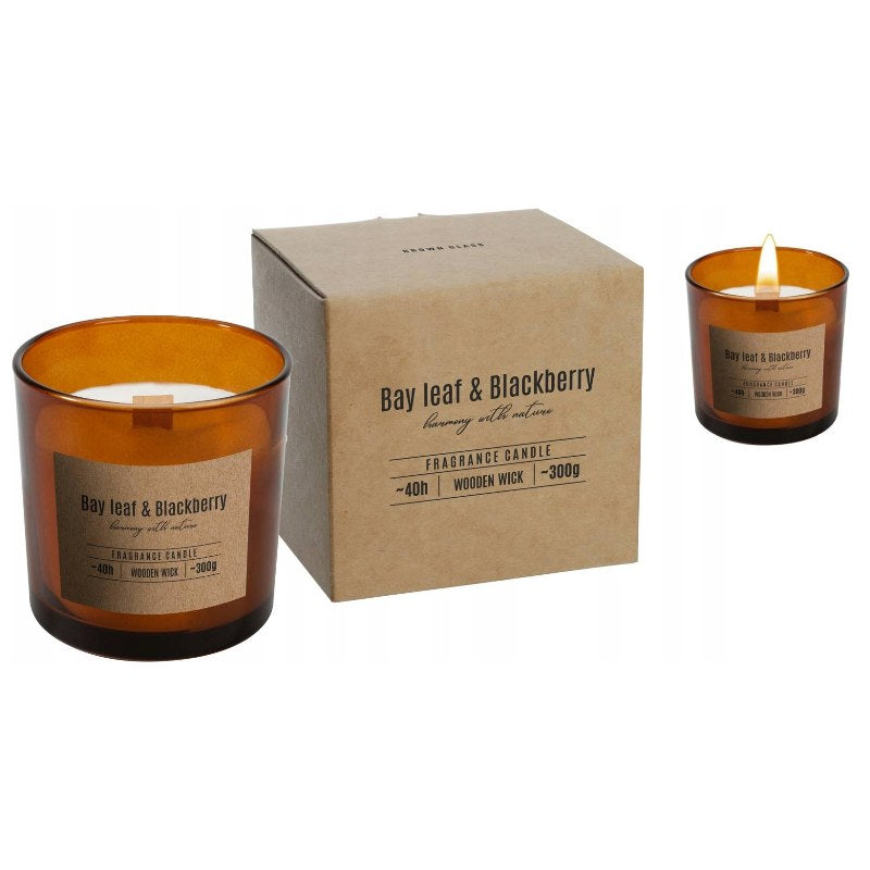 Candela profumata con stoppino in legno, in un bicchiere rotondo Foglia di alloro con more Bispol Valpe Fragrances Candle Bay Leaf And Blackberry 300 g